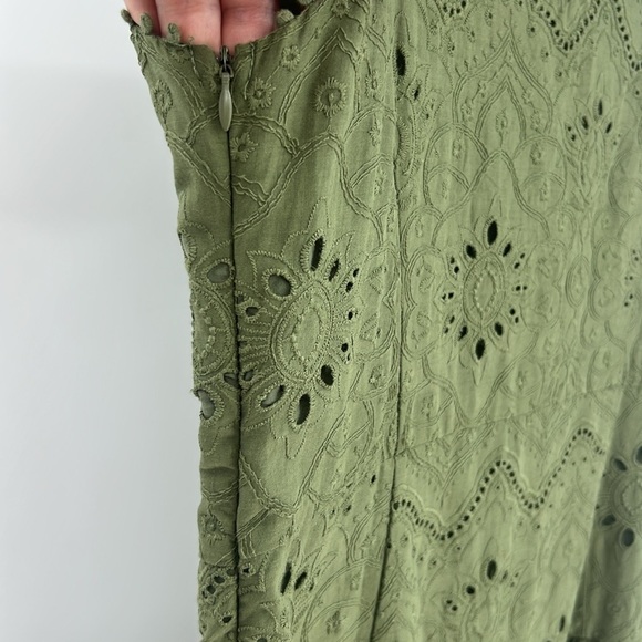 NWT’S HOUSE OF HARLOW 1960  Button Front Cotton Eyelet Dress in Olive Green sz 8 - Picture 10 of 15